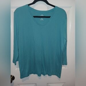 Teal V-Neck Blouse